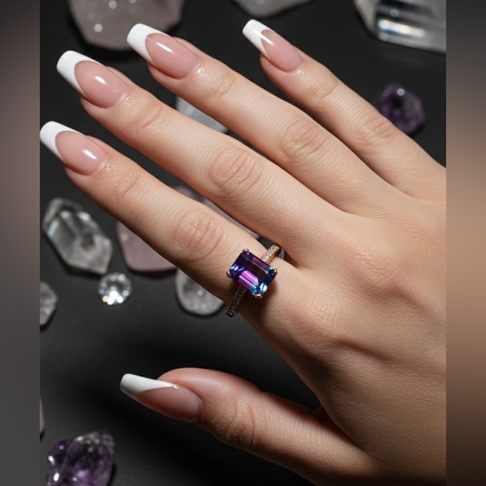 Elegant Multicolor Rose Gold Tourmaline Gemstone Ring size 6